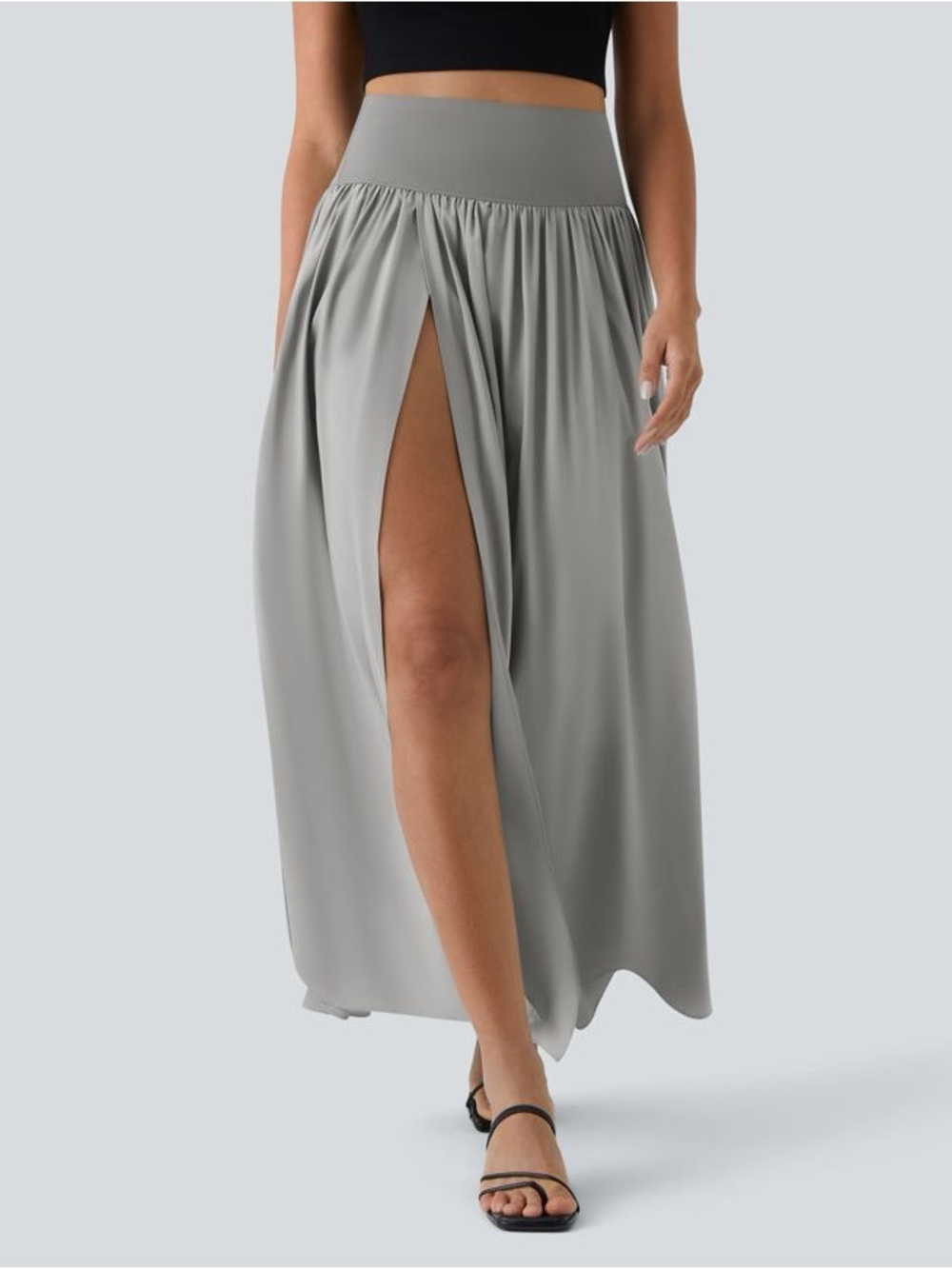 HALARA Light Gray High-Waist Slit Maxi Skirt NWT Size M